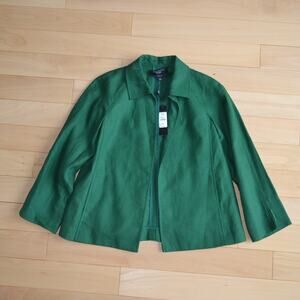 NWT Talbots Irish Linen Blazer Jacket Size Small Petite Green